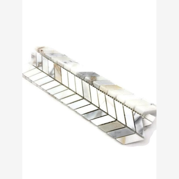 Calacatta Gold Baby Chevron 5/8x1 1/4 Polished/Honed Marble Mosaic Tile