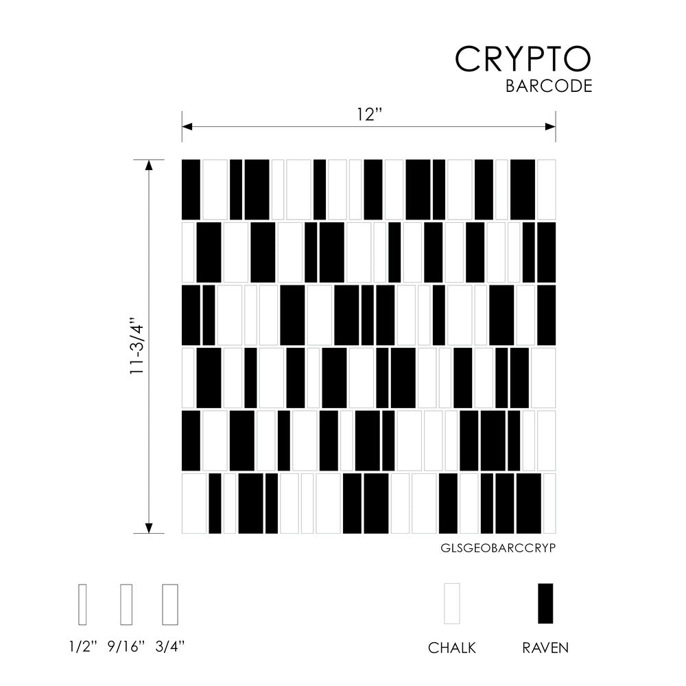 Barcode Crypto 11-3/4x12 Glass Matte Mosaic Tile