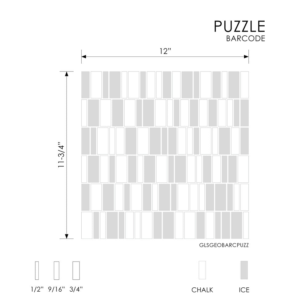 Barcode Puzzle 11-3/4x12 Glass Matte Mosaic Tile
