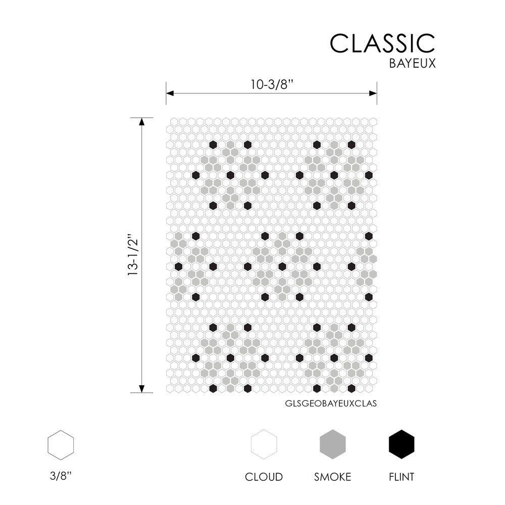 Bayeux Classic 10-3/8x13-1/2 Glass Matte Mosaic Tile