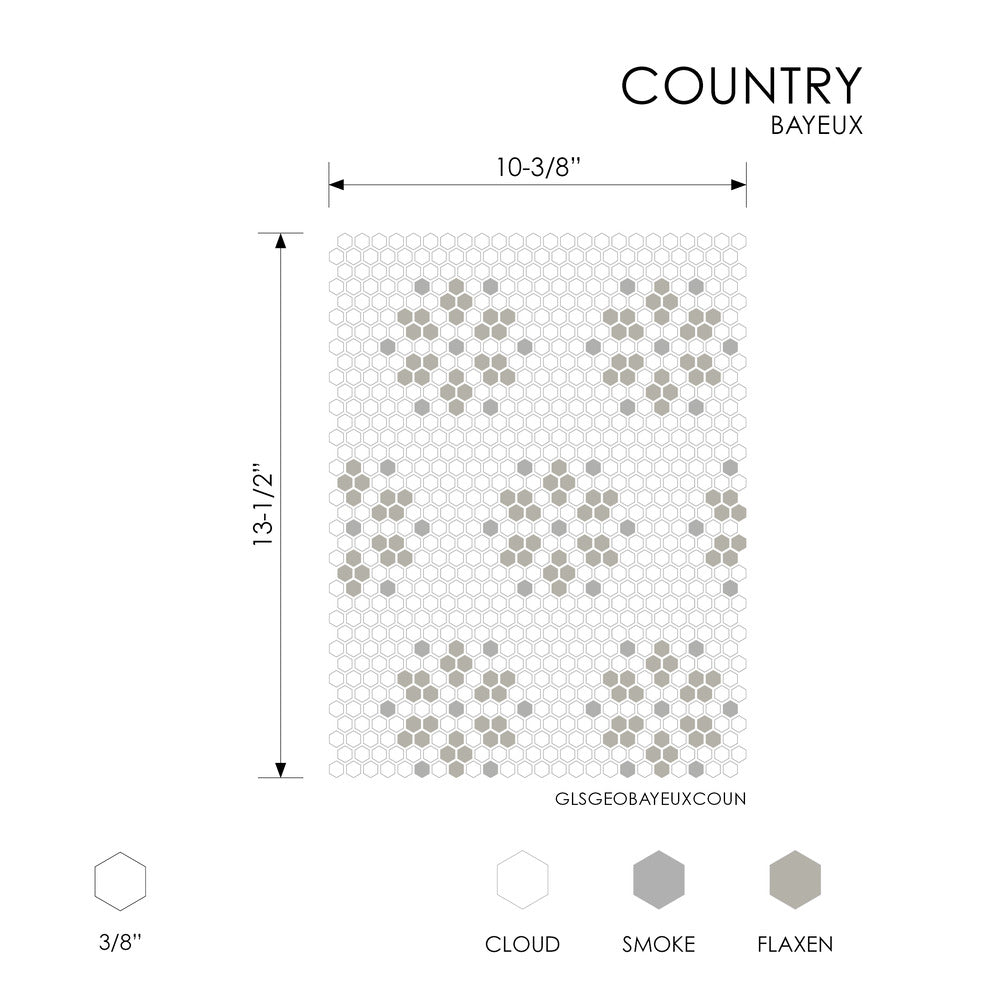 Bayeux Country 10-3/8x13-1/2 Glass Matte Mosaic Tile