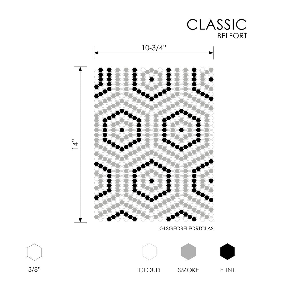 Belfort Classic 10-3/4x14 Glass Matte Mosaic Tile