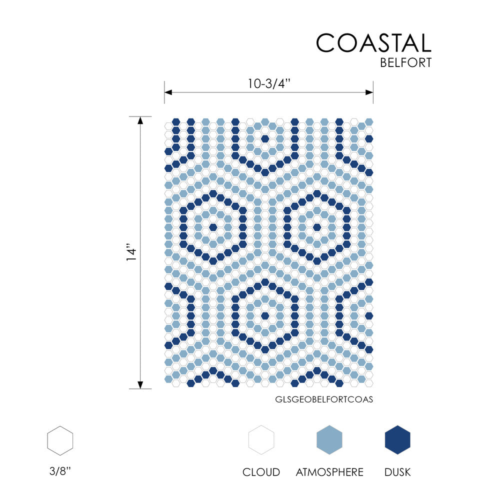 Belfort Coastal 10-3/4x14 Glass Matte Mosaic Tile
