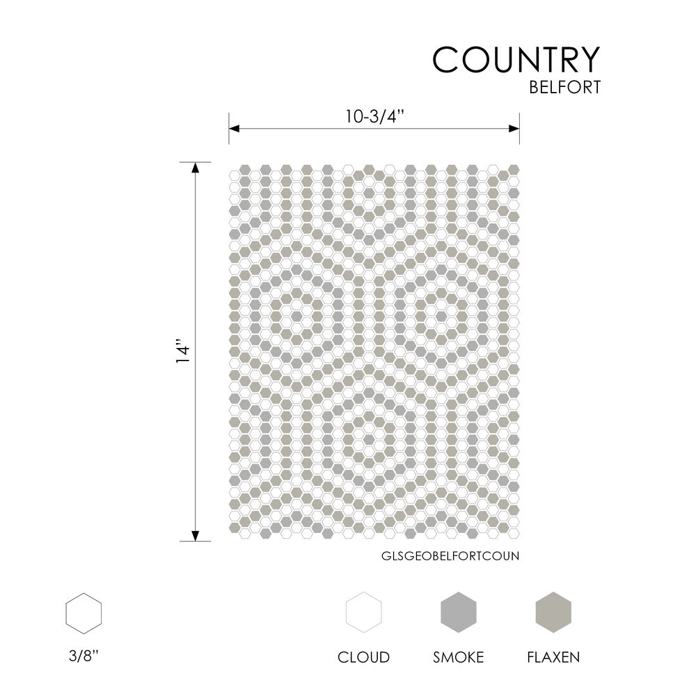 Belfort Country 10-3/4x14 Glass Matte Mosaic Tile