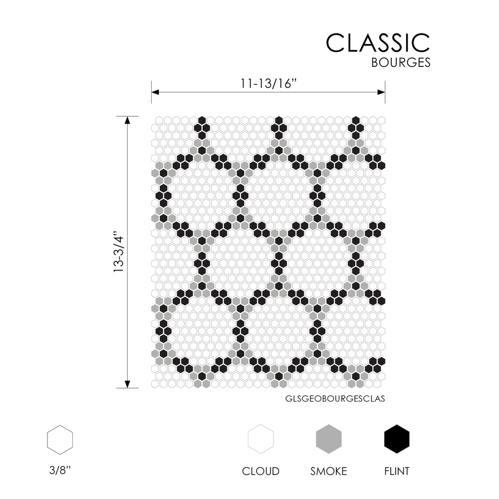 Bourges Classic 11-13/16x13-3/4 Matte Mosaic Glass Tile