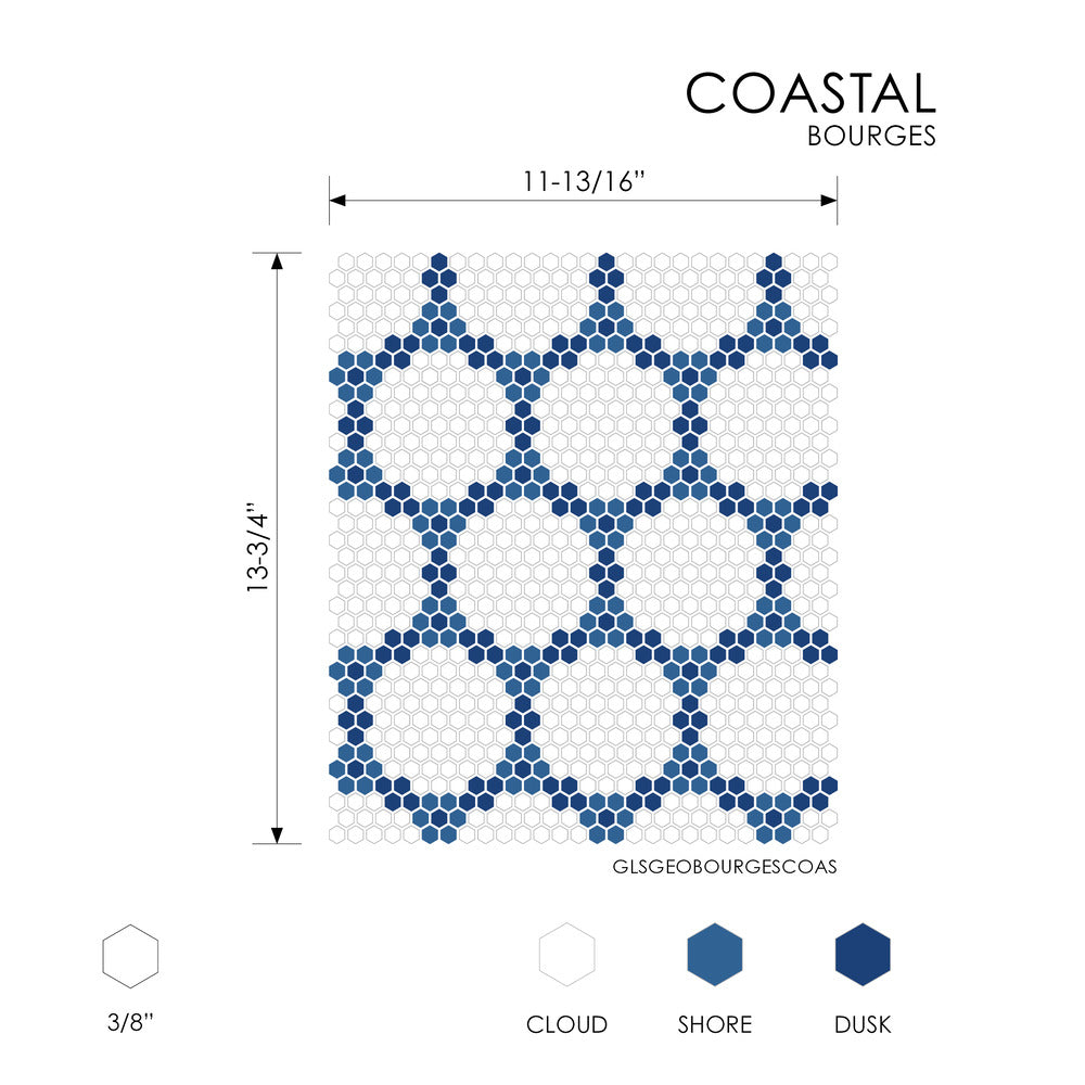 Bourges Coastal 11-13/16x13-3/4 Matte Mosaic Glass Tile