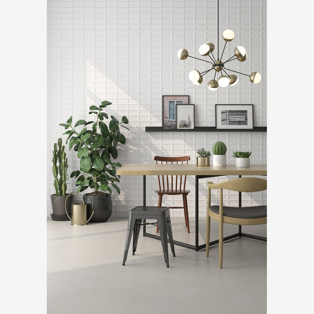 Timeless Ice White 3x6 Reversed Beveled Glossy/Matte Ceramic Subway Tile