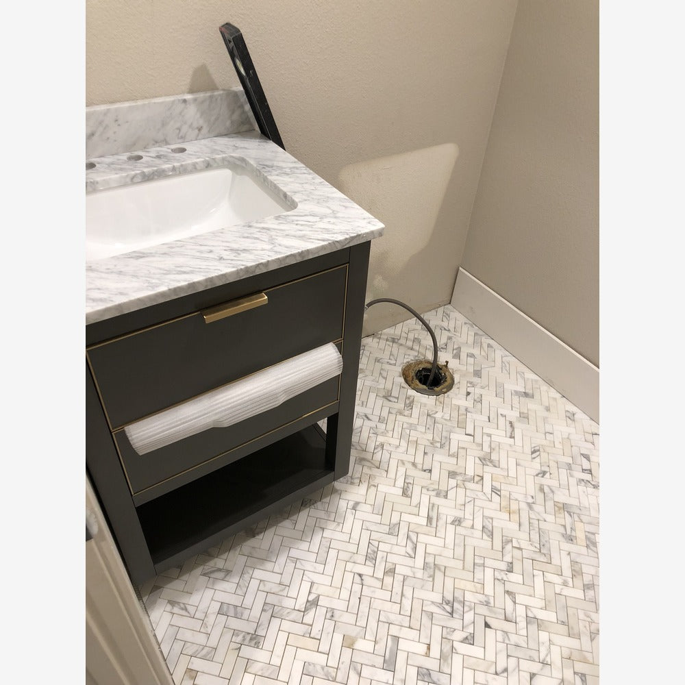 Calacatta Gold Herringbone 1x3 Polished/Honed Marble Mosaic Tile