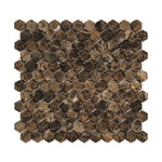 Load image into Gallery viewer, Emperador Dark 1&quot; Hexagon Tumbled Mosaic Tile
