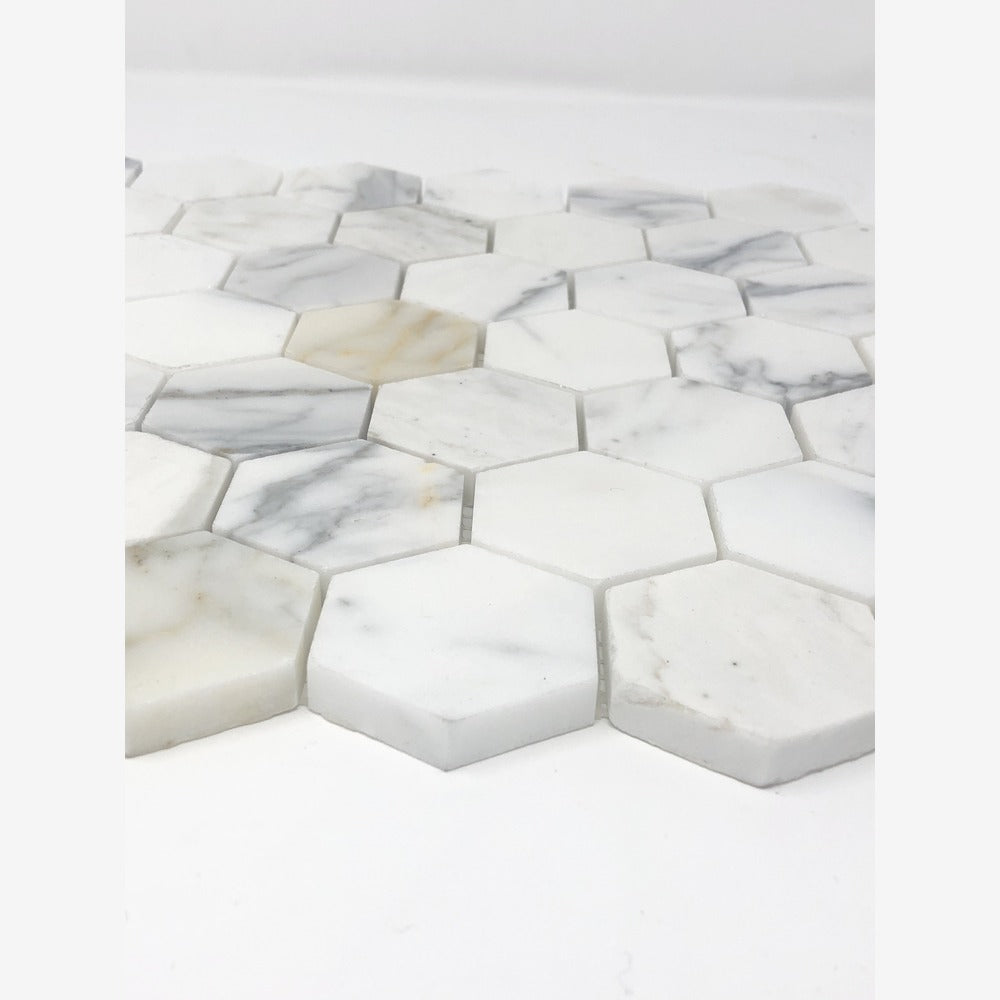 Calacatta Gold 2" Hexagon Polished/Honed Marble Mosaic Tile