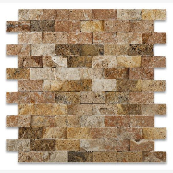 Tuscany Scabos 1"x2" Travertine Split Faced Mosaic Tile