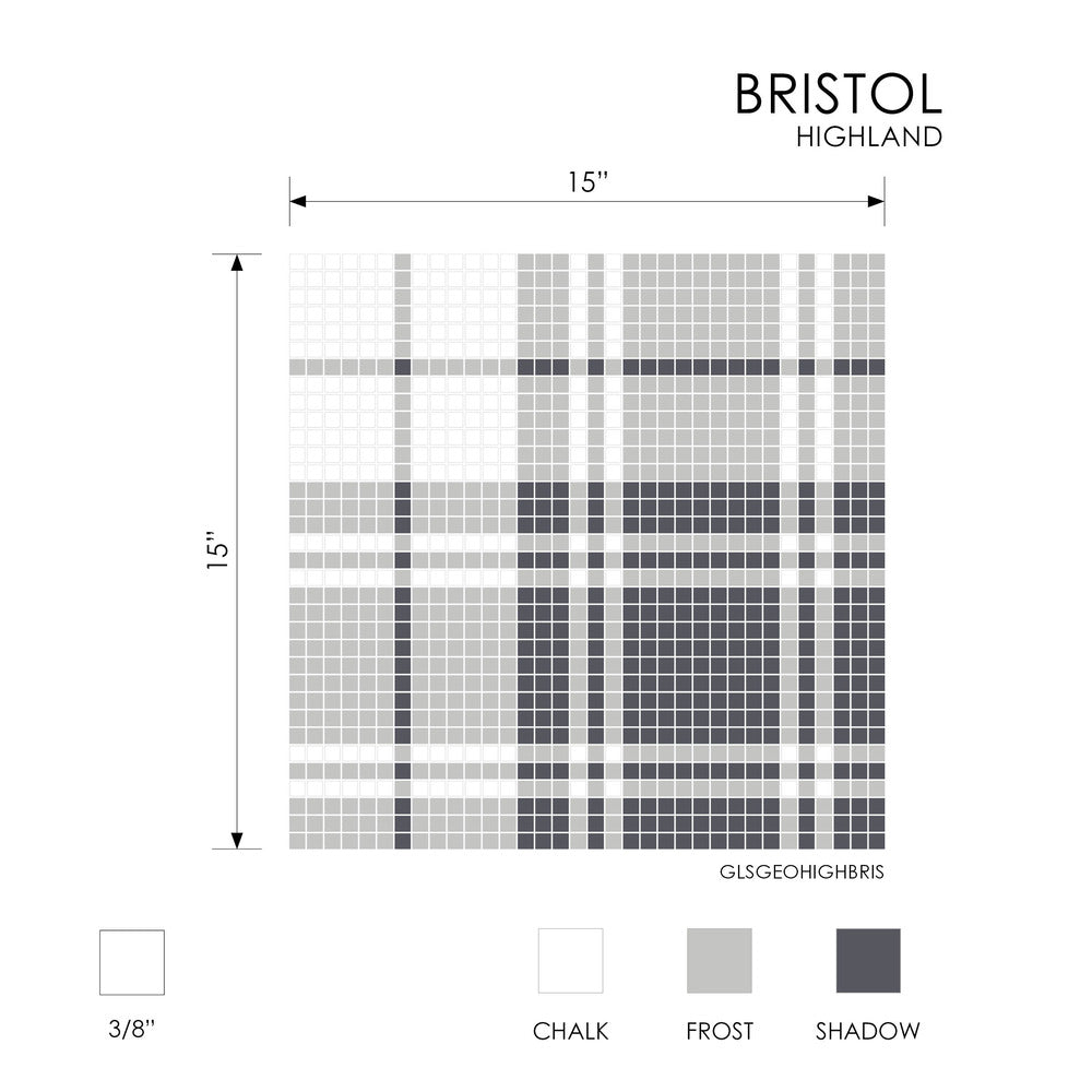 Highland Bristol 15x15 Glass Mosaic Tile