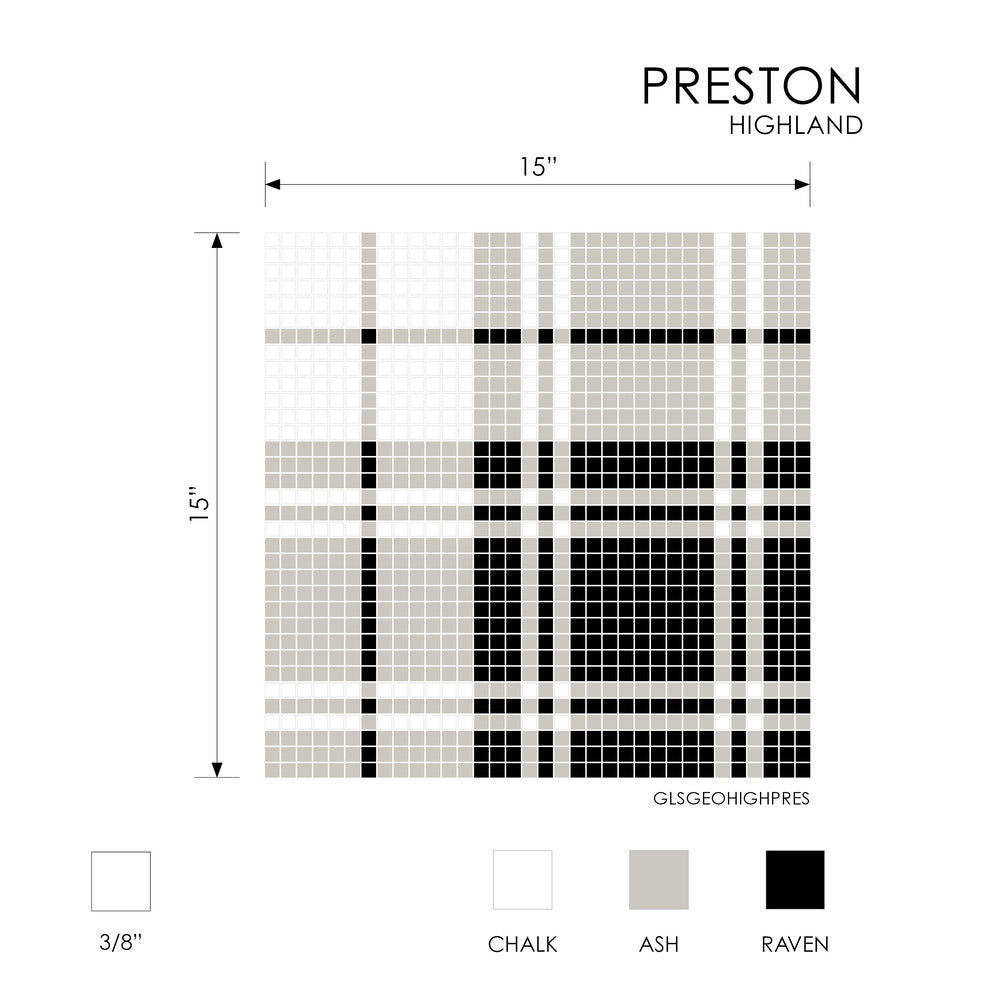 Highland Preston 15x15 Glass Mosaic Tile