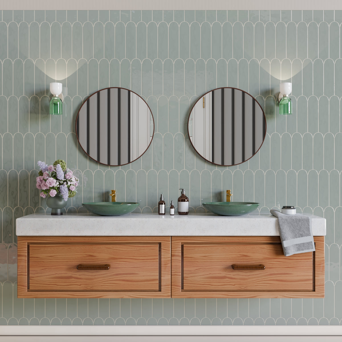 Doncaster Stormy Heron 3x12 Scallop Glossy Ceramic Tile