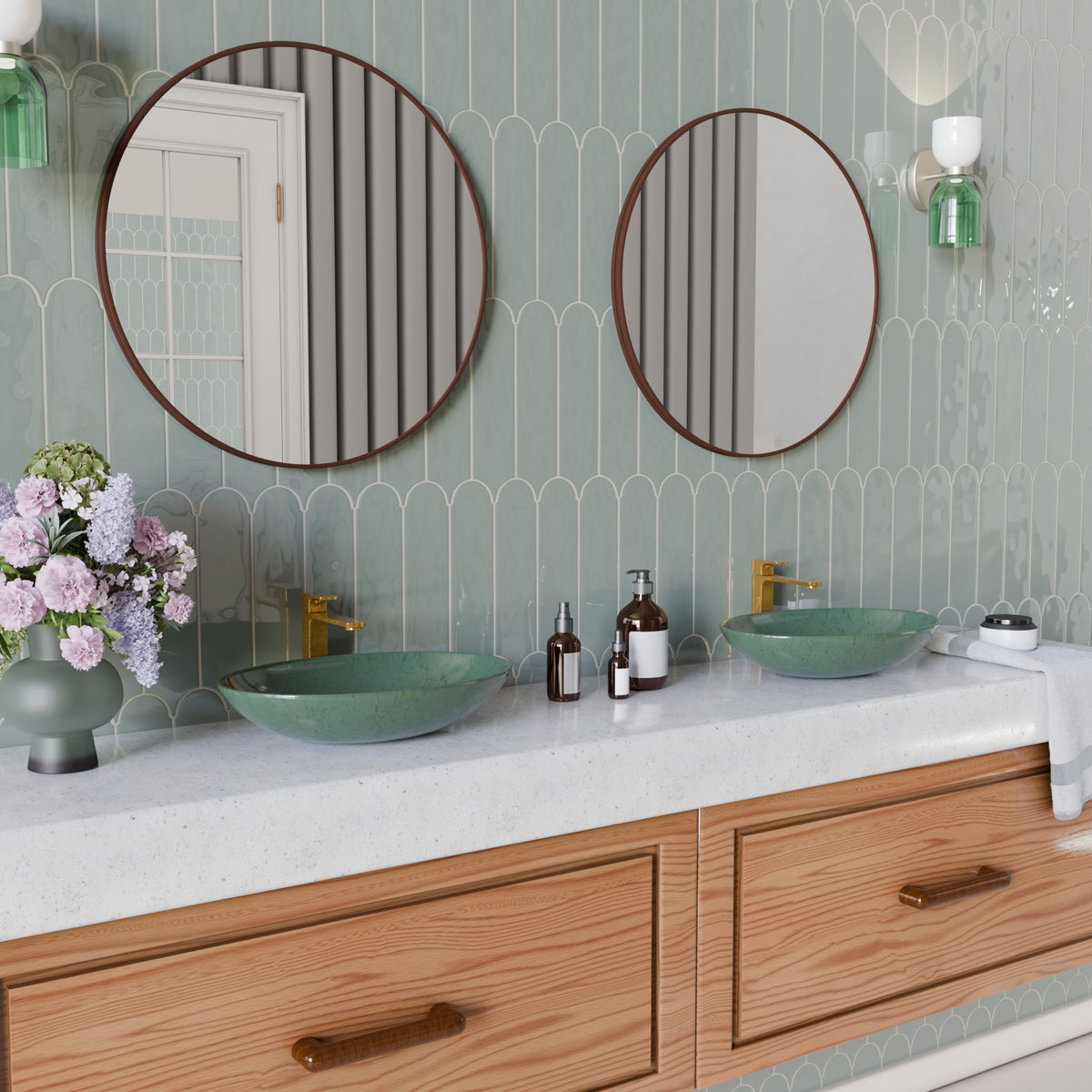 Doncaster Stormy Heron 3x12 Scallop Glossy Ceramic Tile