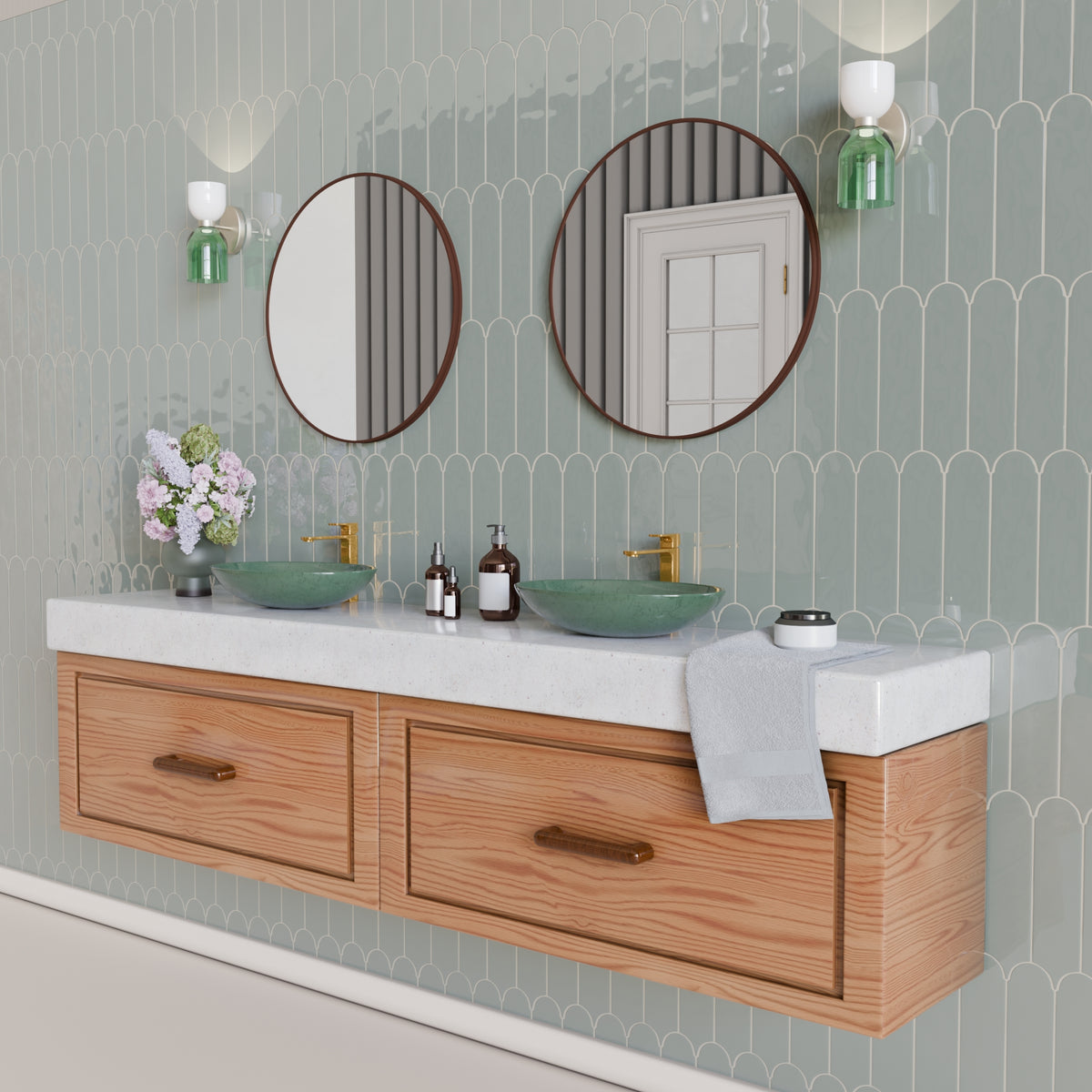 Doncaster Stormy Heron 3x12 Scallop Glossy Ceramic Tile