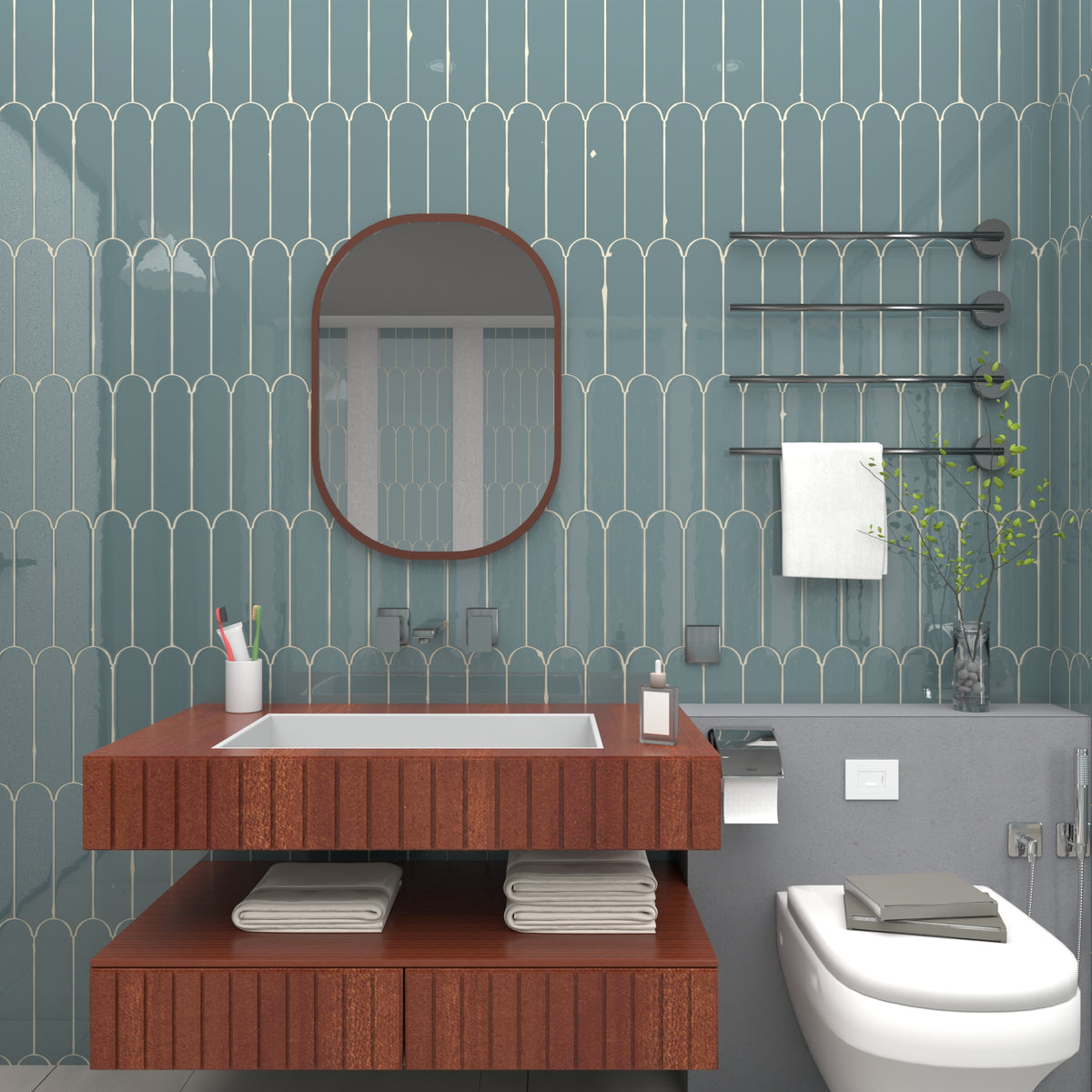 Doncaster Cerulean Jay 3x12 Scallop Glossy Ceramic Tile