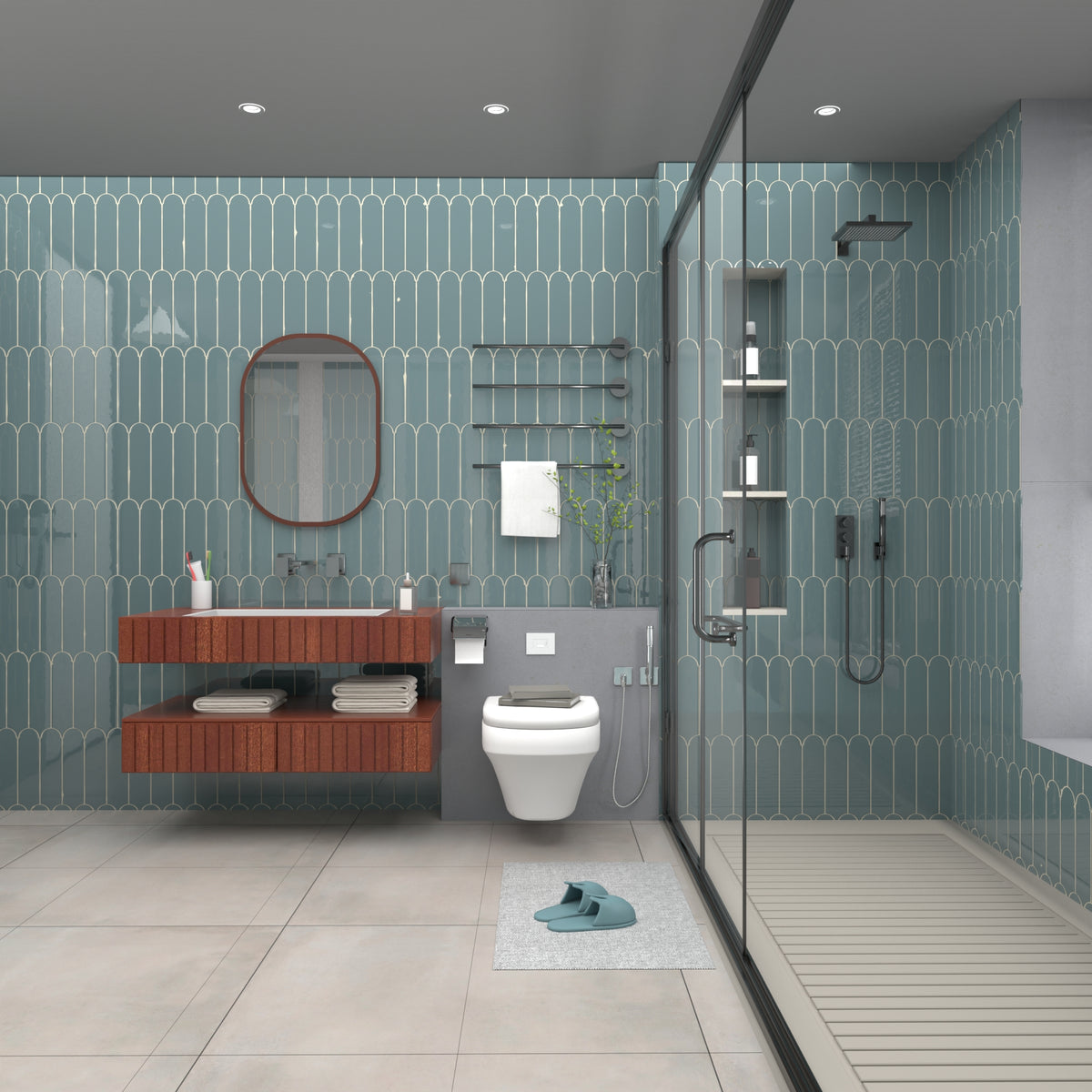 Doncaster Cerulean Jay 3x12 Scallop Glossy Ceramic Tile