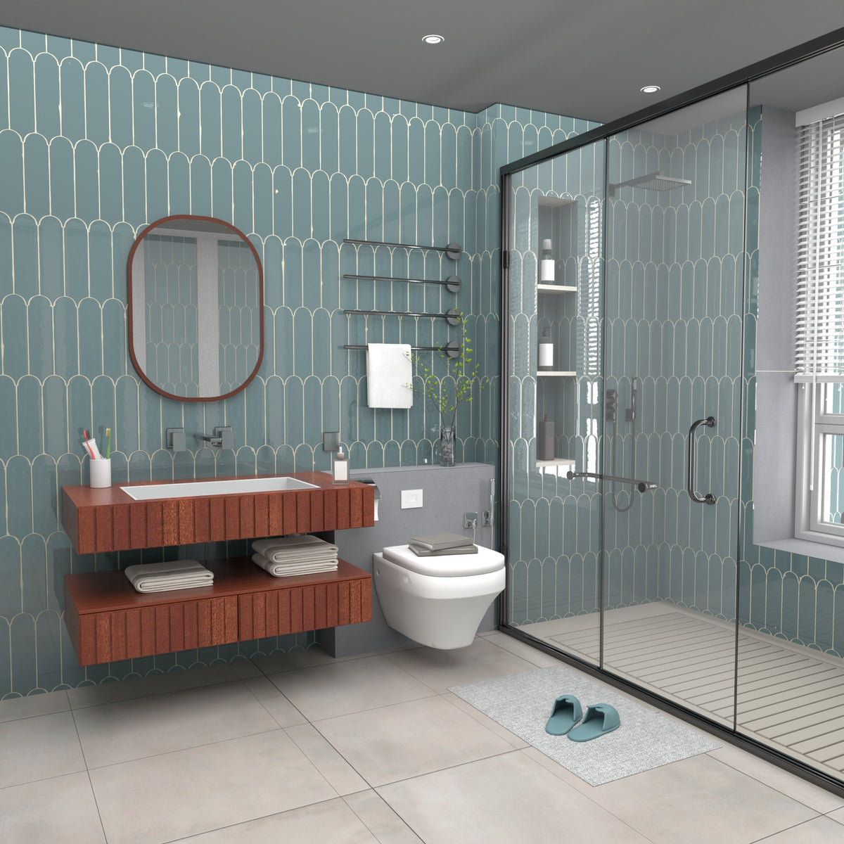Doncaster Cerulean Jay 3x12 Scallop Glossy Ceramic Tile