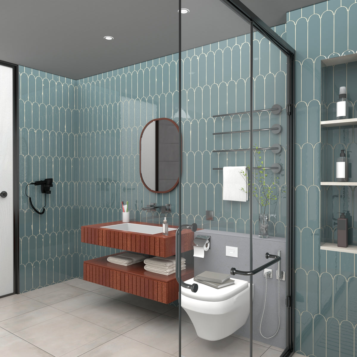 Doncaster Cerulean Jay 3x12 Scallop Glossy Ceramic Tile