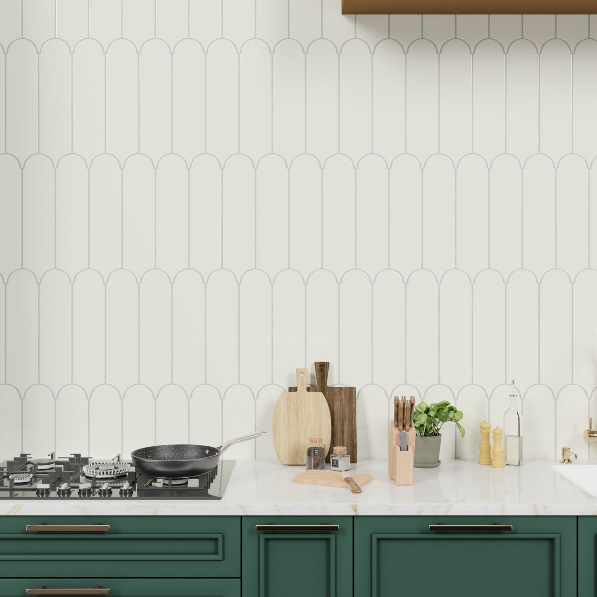 Doncaster Maple Sand 3x12 Scallop Glossy Ceramic Tile