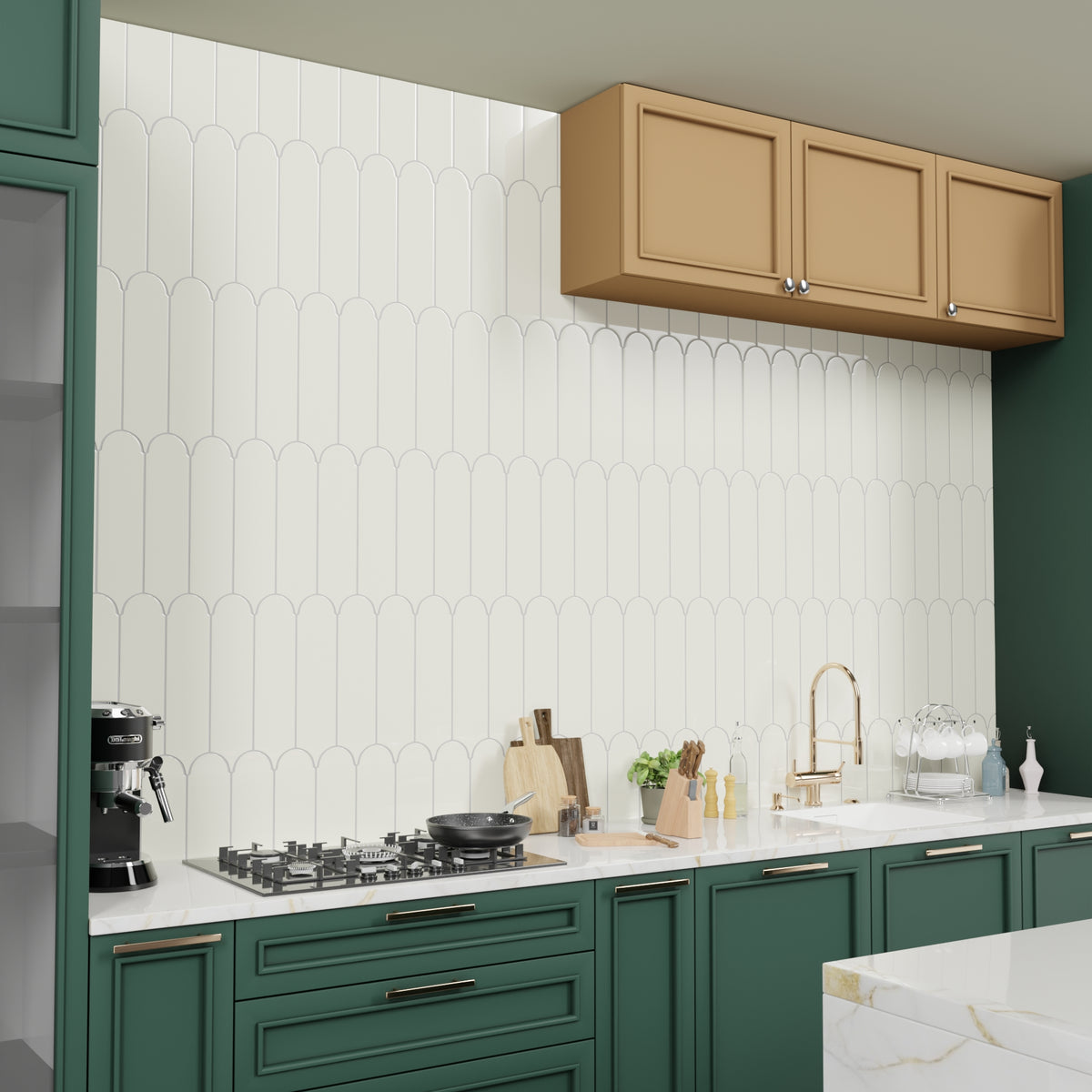 Doncaster Maple Sand 3x12 Scallop Glossy Ceramic Tile