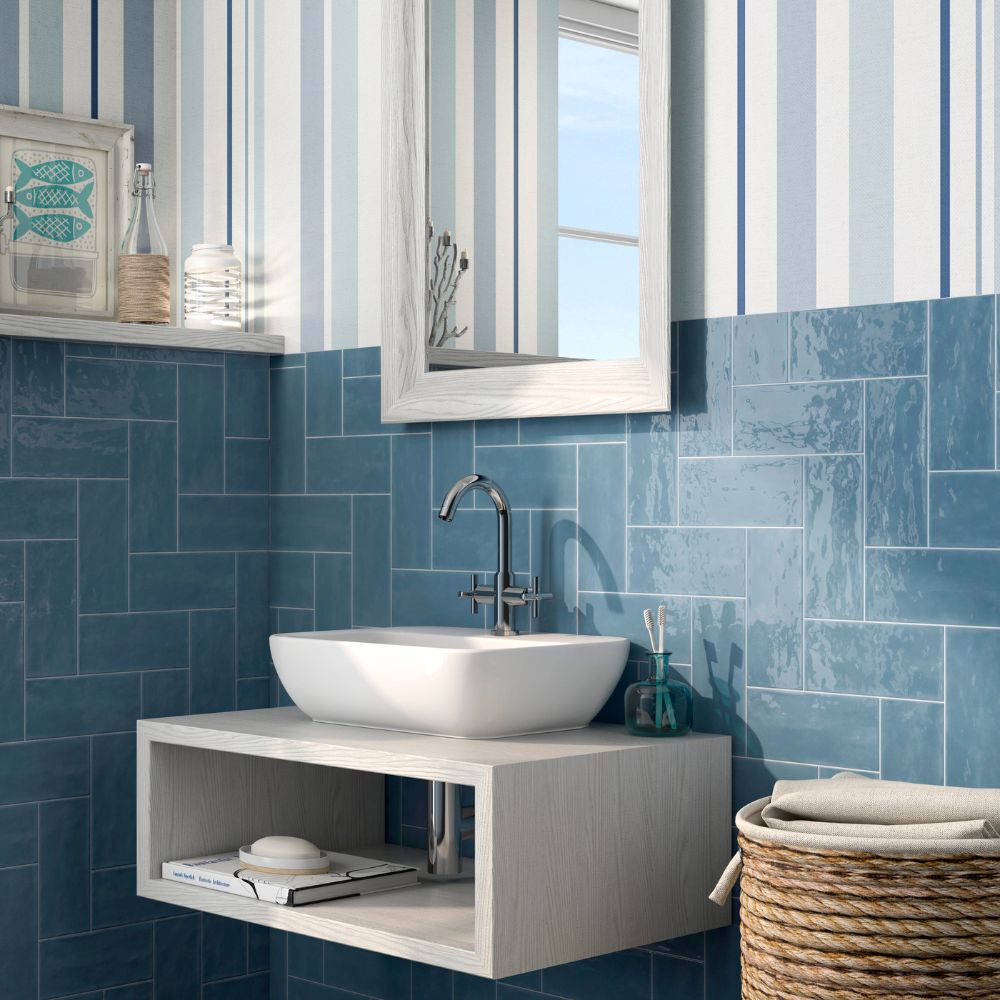 San Fran Volga Blue 4x10 Ceramic Tile Glossy
