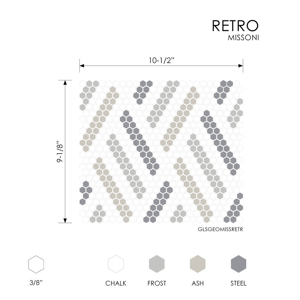 Missoni Retro 9-1/8x10-1/2 Glass Mosaic Tile
