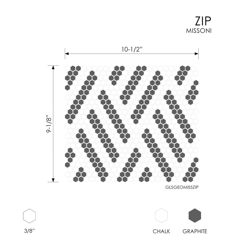 Missoni Zip 9-1/8x10-1/2 Glass Mosaic Tile