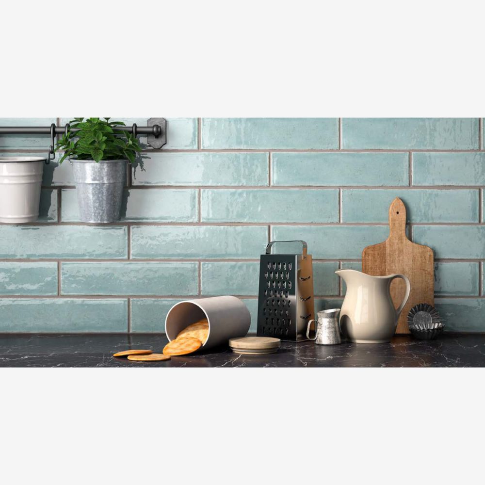 San Fran Aqua Crackled 3x12 Ceramic Tile Glossy