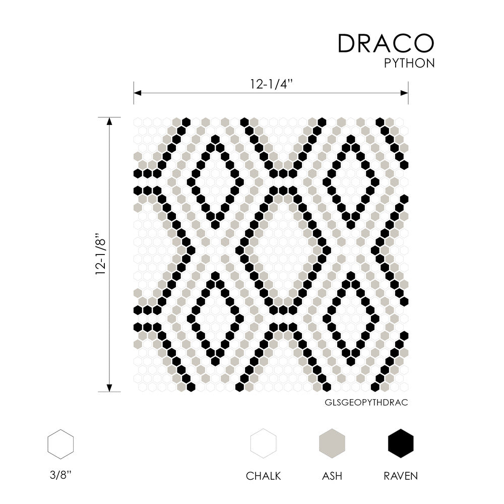 Python Draco 12-1/8X12-1/4 Glass Mosaic Tile