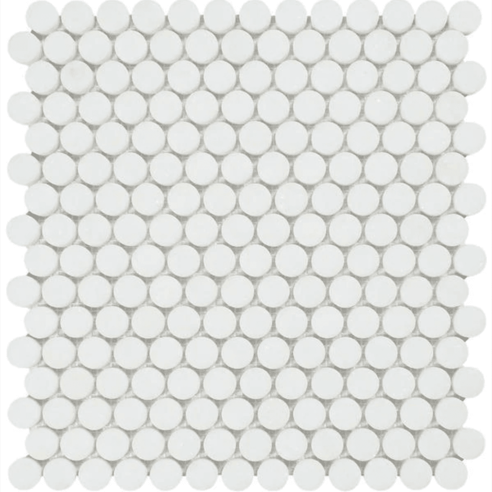 Thassos White Penny Round 12x12 Polished/Honed Marble Mosaic Tile