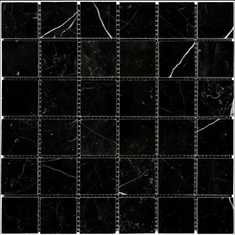 Nero Marquina 2x2 Polished/Honed Marble Mosaic