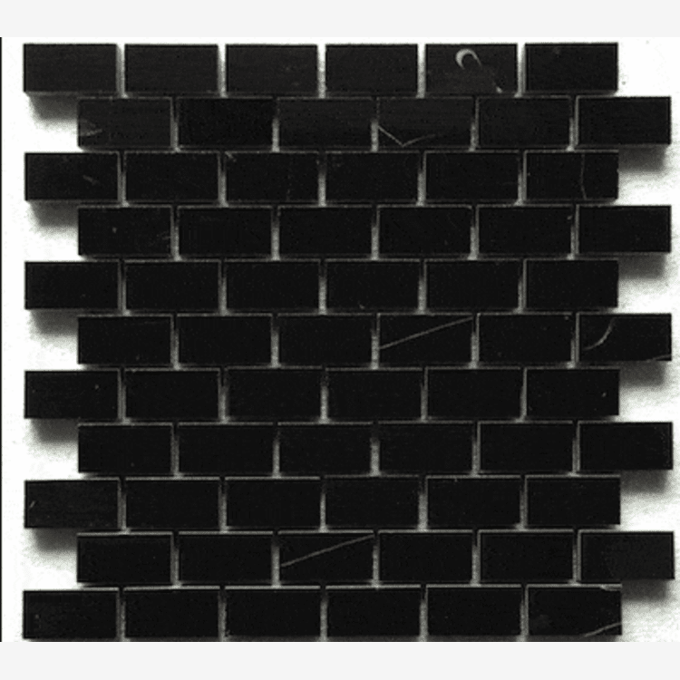 Nero Marquina 1×2 Brick Polished/Honed Marble Mosaic