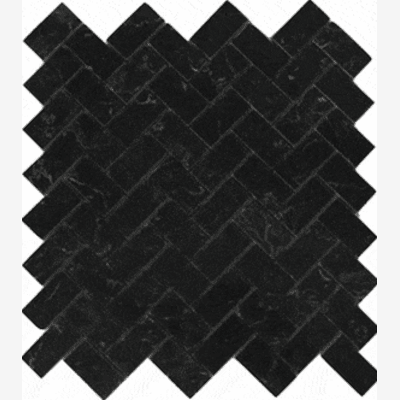 Nero Marquina 1×2 Herringbone Polished/Honed Marble Mosaic