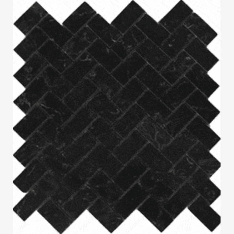 Nero Marquina 1×4 Herringbone Polished/Honed Marble Mosaic