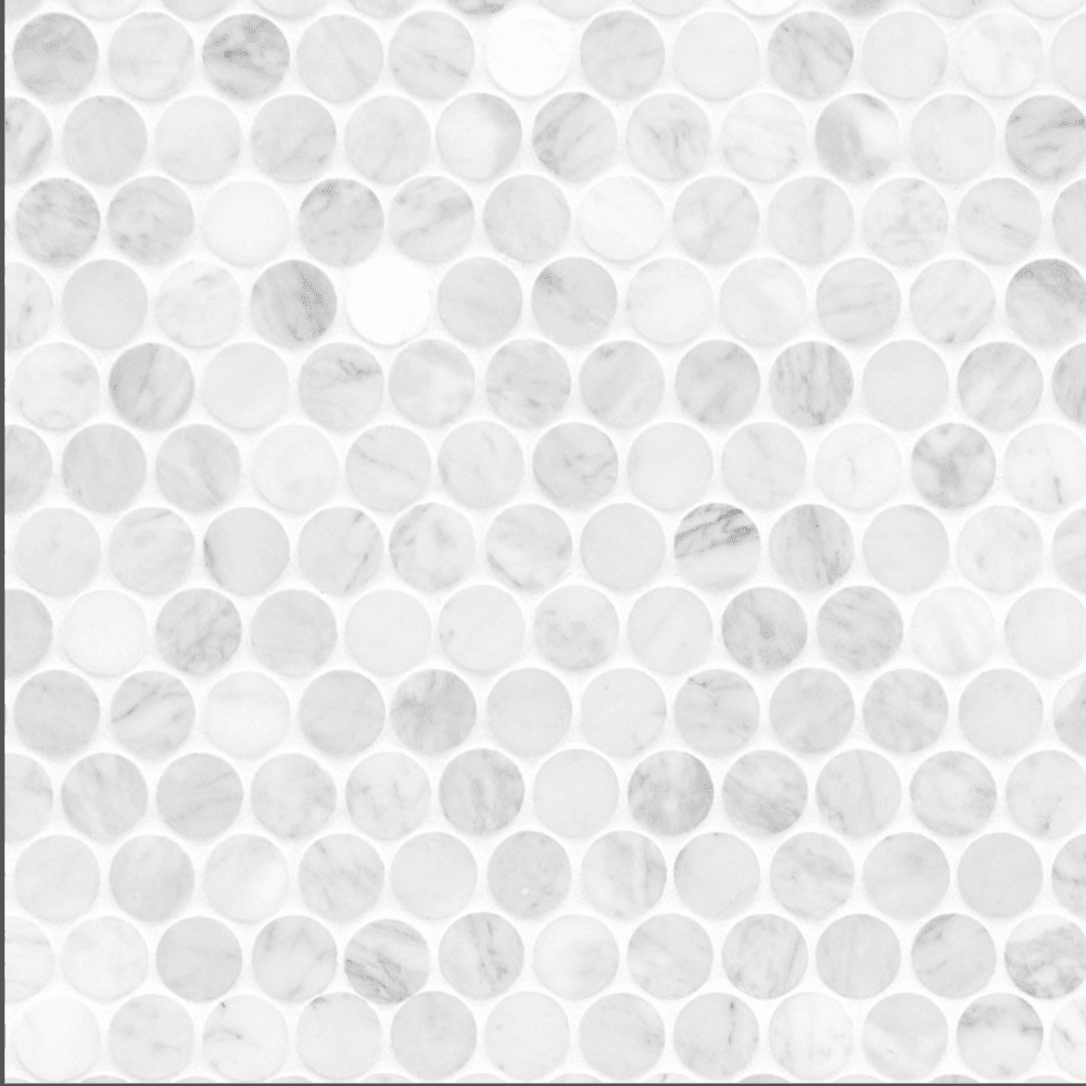 Carrara White Penny Round Marble Mosaic Polished/Honed