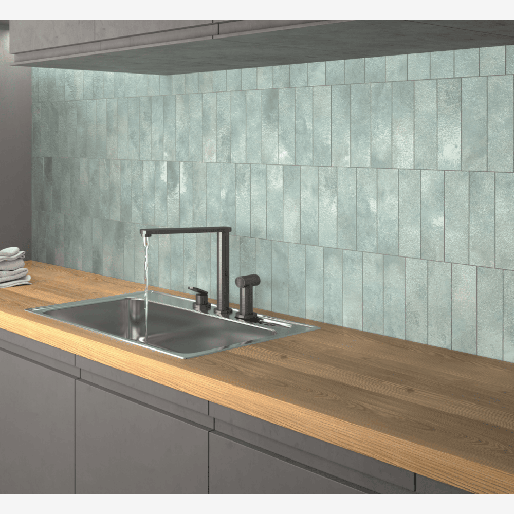 Verde Terra Teal 2.5x9 Bright Porcelain Tile