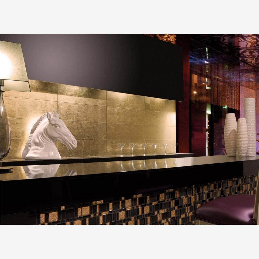 Lumirra Foglio d'Oro 10x30 Glass Tile