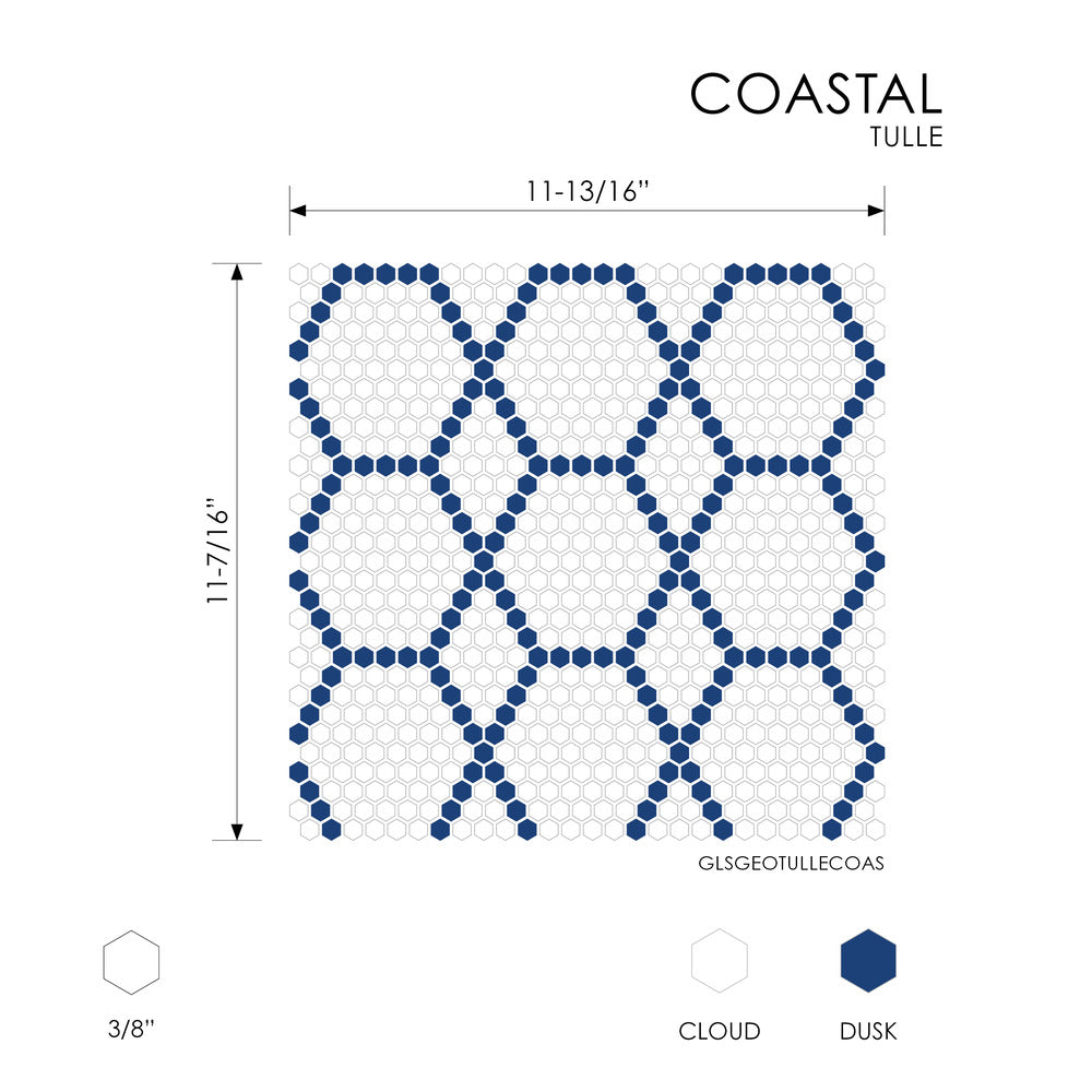 Tulle Coastal 11-7/16x11-13/16 Glass Tile