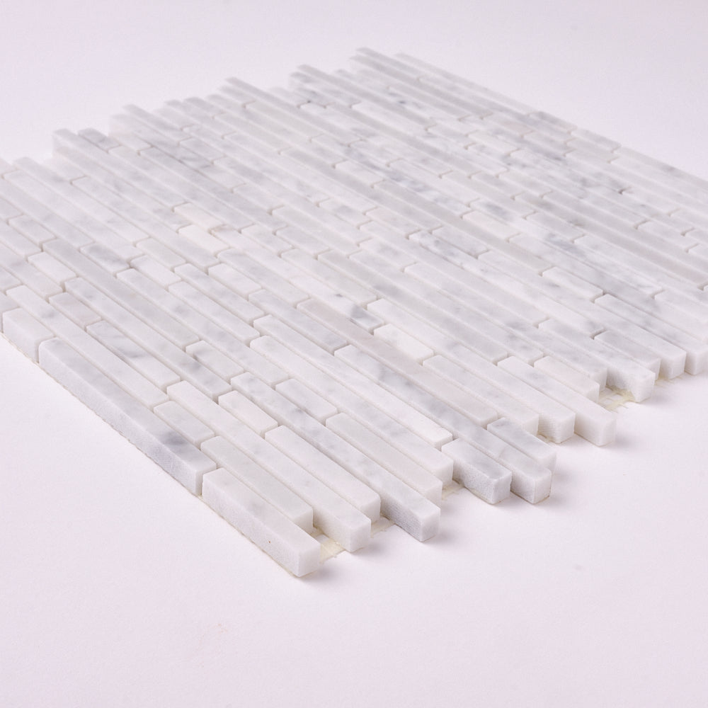 Carrara White Vianden Strips Polished/Honed Marble Tile