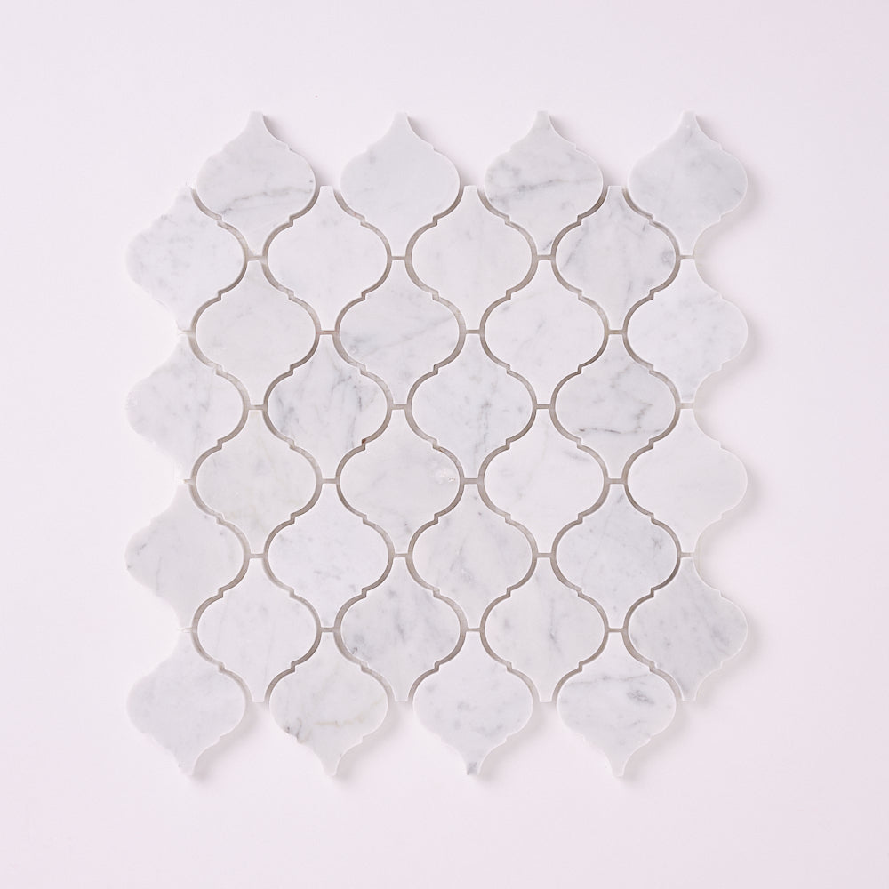 Carrara White Marble Lantern Arabesque Mosaic Polished/Honed