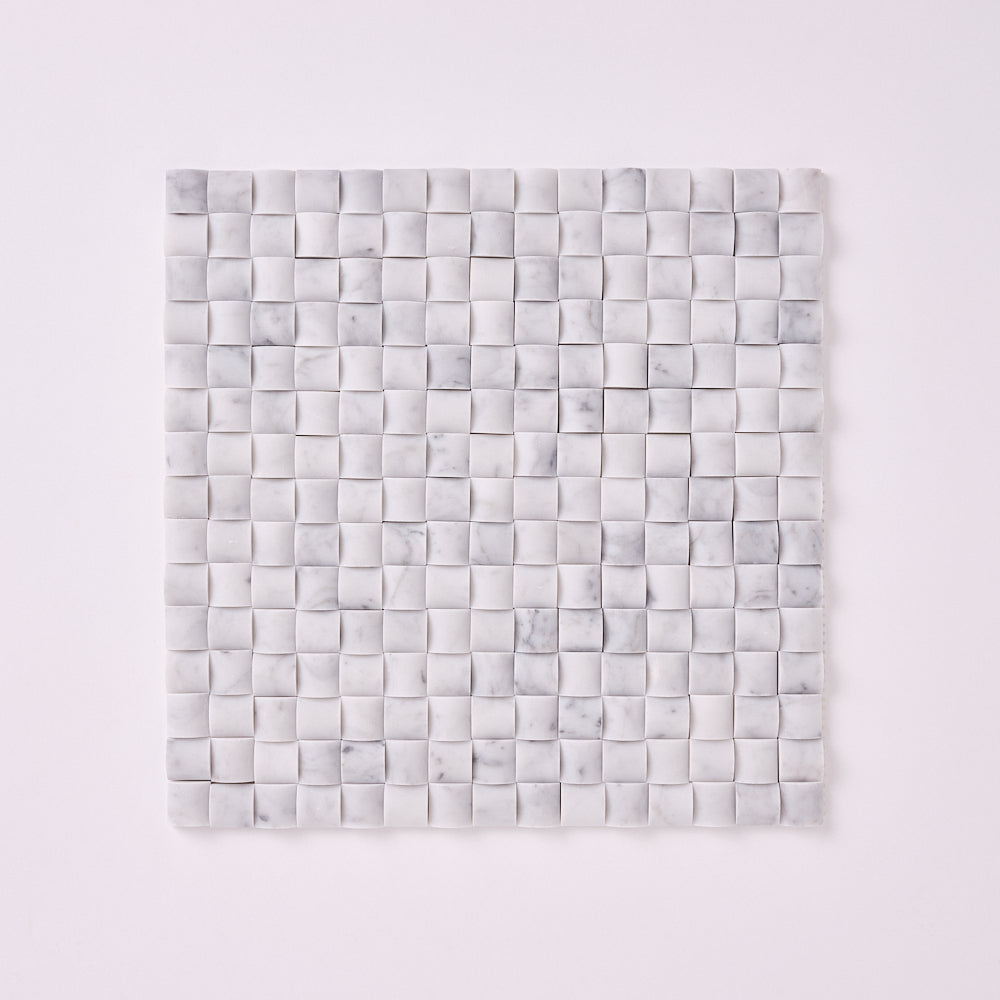 Carrara White 3D Pillow Polished/Honed Marble Mosaic