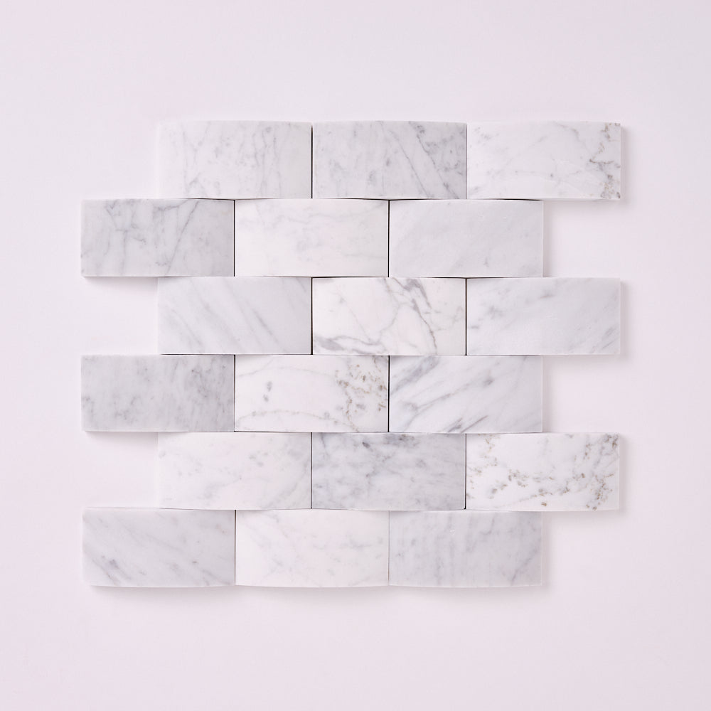 Carrara White 3D Cladding Marble Mosaic (Polished/Honed)