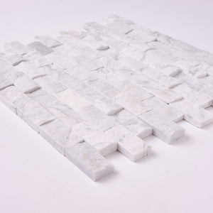 Carrara White Marble 1x2 Split-Faced Mosaic Tile