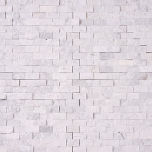 Carrara White Marble 2x4 Split Faced Mosaic Tile