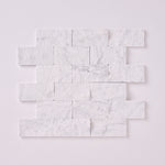 Load image into Gallery viewer, Carrara White Marble 2x4 Split Faced Mosaic Tile
