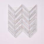 Load image into Gallery viewer, Carrara White Chevron Marble Mosaic with Carrara Strips
