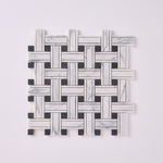 Load image into Gallery viewer, Carrara White Kenzy Basketweave with Black Marble Polished/Honed
