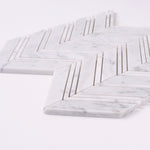 Load image into Gallery viewer, Carrara White Chevron Marble Mosaic with Carrara Strips
